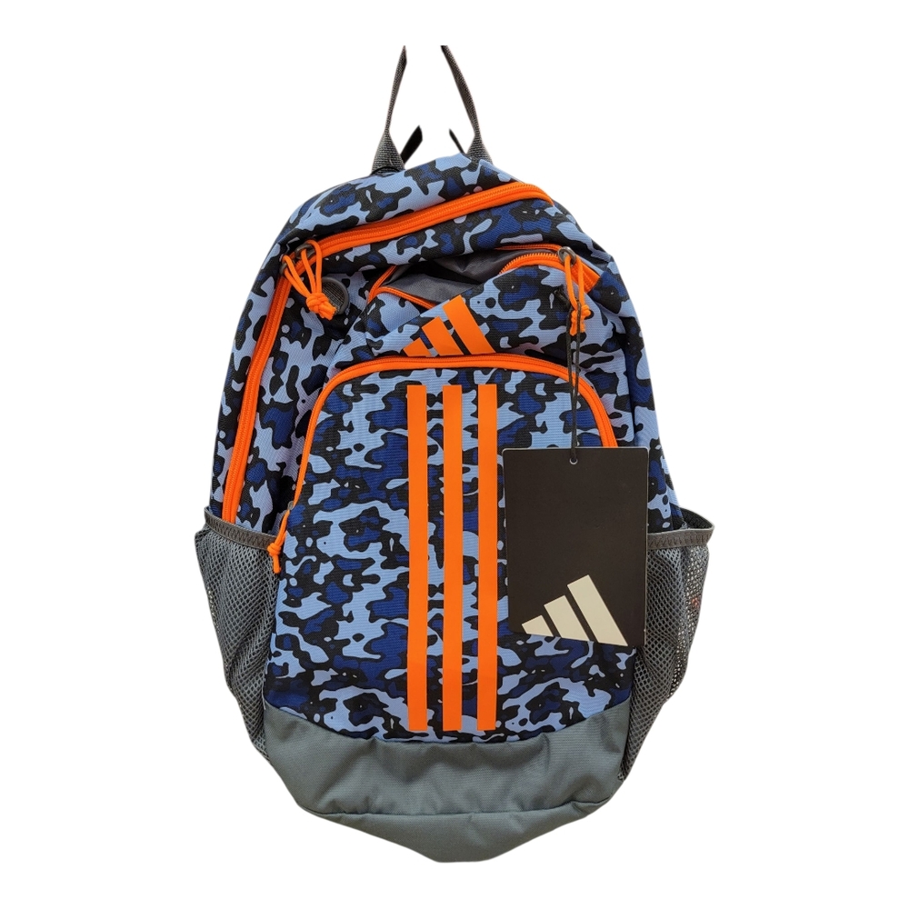 Adidas‎ Kids Backpack Blue Orange Camo Print Lightweight School Bag